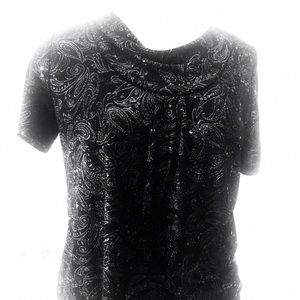 White Stag black blouse with silver design